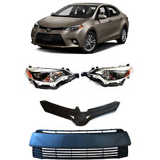 For 2014 2016 Toyota Corolla LE CE LED Headlight Assembly Upper Lower Grille 4pc picture
