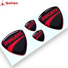 Set of 4x 3D Domed Fairing Gas Tank Emblem Decal For Ducati Motorcycle Black Red picture