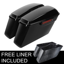 Vivid Black Hard Saddle Bags w/ Latch Fit For Harley Touring Glide 2014-2023 picture