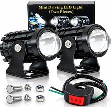 Universal Motorcycle LED Fog Lights White Yellow Dual Color Projector Pair I USA picture