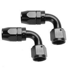 2Pcs AN8 8AN Swivel Hose End Fitting Adaptor 90° Degree For Oil Fuel Line Black picture