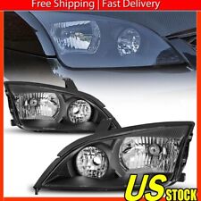 Fit 2005 2006 2007 Ford Focus Left + Right Side Black Headlights Assembly Set picture