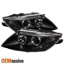 Fits 03-08 BMW Z4 E85 Coupe Black Bezel Dual Halo Projector LED Headlights Pair picture