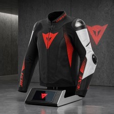 Dainese Super Speed 4 Perforated Leather Motorcycle Jacket Black Red White picture