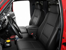 FORD RANGER 2006-2009 BLACK S.LEATHER CUSTOM MADE FIT FRONT SEAT & CONSOLE COVER picture
