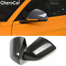2X Carbon Fiber Side Door Rearview Mirror Cover Trim Shells for Ford Mustang 15+ picture