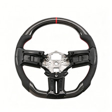 Leather 3K Carbon Fiber Sport Steering Wheel For 2012-2014 Ford Mustang D-shape picture
