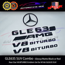 GLE63S SUV AMG V8 BITURBO Rear Star Emblem Black Badge Combo Set Mercedes W166 picture