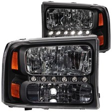 Anzo 111106 Crystal Headlight Set Clear Lens Black Housing w/1 pc. LED Strip 2pc picture