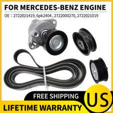 For Mercedes-Benz Engine Drive Belt Tensioner & Idler Pulley Serpentine Belt kit picture