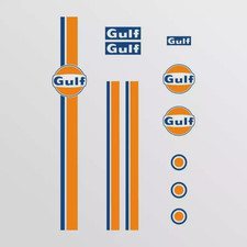 Vintage Gulf Racing Decal Set Motorsport Sticker Kit Stripes & Logo Stickers Cla picture