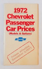 1972 CHEVROLET  PRICE AND MODELS AND OPTIONS  DEALER BOOK ALL MODELS ORIGINAL picture