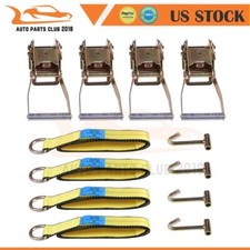 12pcs (4/set) Lasso Wheel Lift Straps Ratchet J Finger Hook Tow Towing Tie Down picture