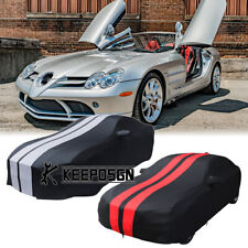 For Mercedes Benz SLR Mclaren Car Cover Satin Stretch Dust Proof Grey/Red Stripe picture