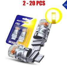 2-20X AUXITO 3157 3156 Amber Lamp LED Bulb Turn Tail Signal Light SMD Silver BRS picture