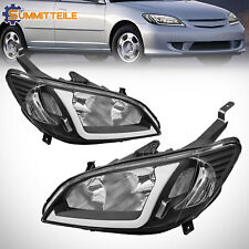 For 2004-2005 Honda Civic Front Light Black Housing DRL Led Headlights Assembly picture