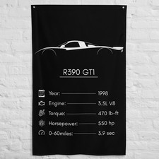 R390 GT1 1998 Car Silhouette Flag 3x5 ft Garage Banner Man Cave Wall Decor Gift picture