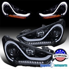 Fits 2012-2017 Hyundai Veloster Black Smoke LED Tube Projector Headlights picture