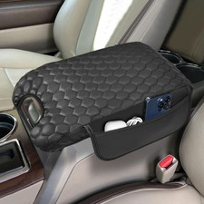 Center Console Armrest Cover for Ford F150 2009-2014 Nappa Leather Black picture