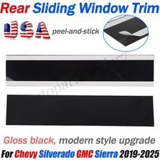 For 2019-25 Chevrolet Silverado/GMC Sierra Rear Sliding Window Trim Gloss Black picture
