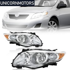 Pair Chrome Headlights For 2009-2010 Toyota Corolla LH+RH TO2502182 TO2503182 picture
