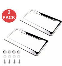 2PCS Chrome 304 Stainless Steel Metal License Plate Frame Tag Cover Screw Caps picture