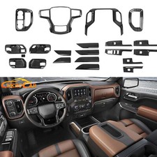 16x Black Wood Interior Decor Cover Trim Overlay Kit For Chevy Silverado 2019-25 picture