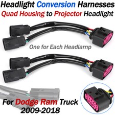 2PCS For 09-18 Dodge Ram Conversion Harness Quad Housing To Projector Headlight picture