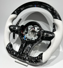 Custom Forged Carbon Fiber LED Steering Wheel with White Leather – BMW picture