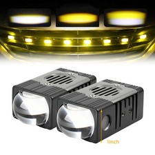 New 1-Inch White/Yellow Dual Color Mini LED Projector Lens Driving Fog Light Kit picture