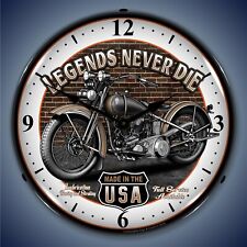 Legends Never Die Motorcycle Wall Clock, LED Lighted picture