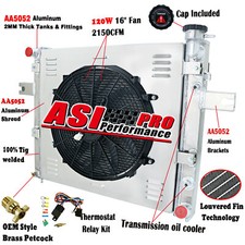 4 Row Aluminum Radiator Shroud Fan For 99-2000 Jeep Grand Cherokee 4.7L V8 picture