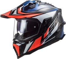 LS2 Adult Explorer Carbon Motorcycle Helmet - Focus Blue/White/Red - X-Small picture