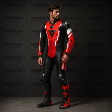 Men's Genuine Leather Motorcycle Track Riding Suit Red Available In All Sizing  picture