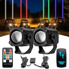 2x Laser RGBW LED Whip Lights Whipless Antenna Remote For Polaris Can Am ATV UTV picture