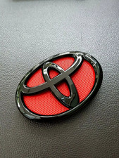 TOYOTA PIANO BLACK - RED 14CM LOGO EMBLEM BADGE FOR GRILLE TOYOTA COROLLA ALTIS picture