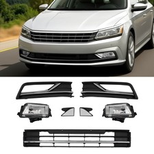 1 Set Front Hood Bumper Grille Grill for Passat 2016-19 Matte Black picture