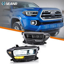 Pair Full LED & Clear Reflector Headlights For 2015-22 Toyota Tacoma Front Lamps picture