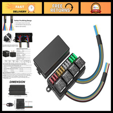 12V 12 Way Fuse Relay Box with 4 Relays & 12 ATC/ATO Fuses for Cars, Trucks, Mar picture