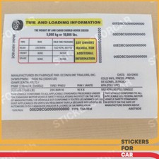 New Trailer VIN ID Sticker and Tire Pressure Sure-Track, Freedom, Cargo, More picture