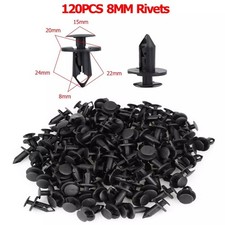 120PCS 8mm Bumper Clips Retainer Auto Car Plastic Rivets Fastener Fender Push picture