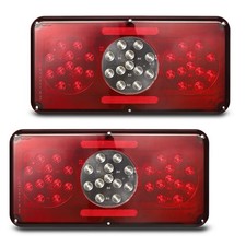 Partsam 2Pcs Rectangle LED Trailer Camper RV Triple Tail Lights Standard, Red  picture
