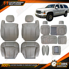 1999-2002 For Chevy Tahoe Suburban Front&Rear Bottom&Top Leather Seat Cover GRAY picture