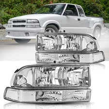 For 98-04 Chevy S10 Blazer Chrome/Clear Corner Headlights W/ Bumper Headlamps picture