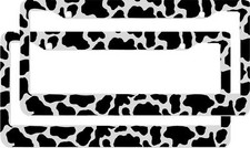 2 COW PRINT BLACK WHITE License Plate Frames lot 2  picture