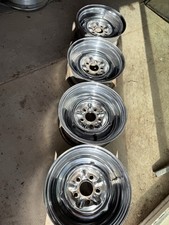 Vintage 14x6 Chrome Reverse Smoothie Wheels 5x4.5 Ford Mustang Falcon Mopar picture