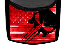 Skull Rustic American Flag Bright Red Truck Hood Wrap Vinyl Car Graphic Decal picture