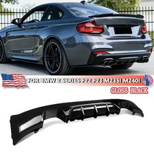 Gloss Black Rear Bumper Diffuser Fits BMW 2 Series F22 M Sport Coupe 2014-2020 picture