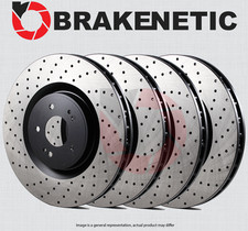 FRONT+REAR BRAKENETIC Premium Cross Drilled Brake Disc Rotors 50.20036.21 picture