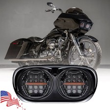 Fit for Harley Road Glide 2003-2013 DOT LED Dual Headlight w/Amber DRL Head Lamp picture